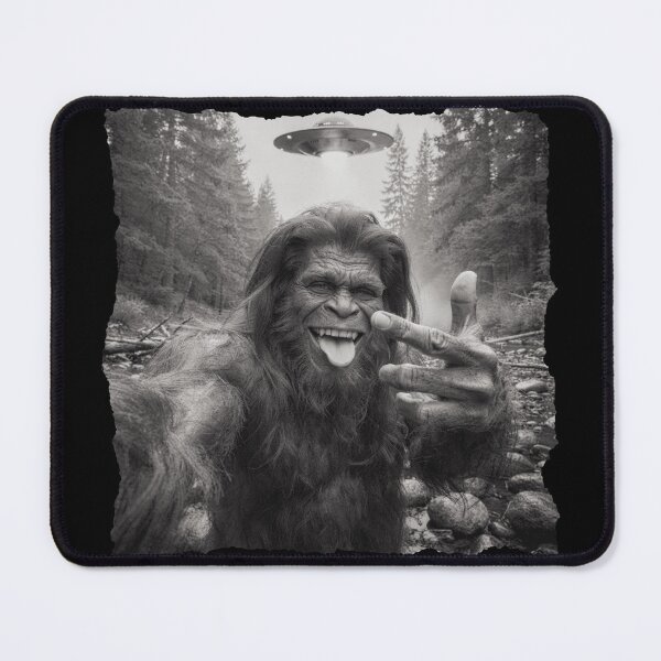 Item preview, Funny Bigfoot Selfie with UFO, Sasquatch Alien Encounter Meme designed and sold by NovaNookStudio.