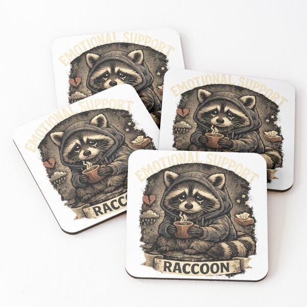 Item preview, Emotional Support Raccoon Cute Sad Trash Panda Coffee Hoodie designed and sold by Hoffmann-Shop.