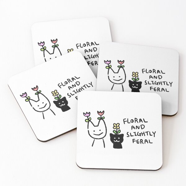 Item preview, Floral and Slightly Feral Cat Illustration – Cute Funny Cat Art with Flowers designed and sold by lazydayz16.