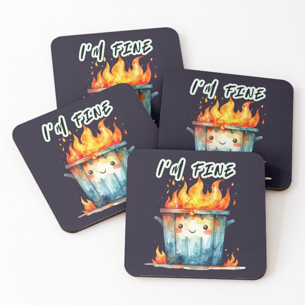 Item preview, Blue trash can in flames, I'm fine designed and sold by LiskoDesign.