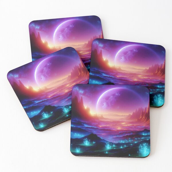 Item preview, Cosmic Neon Landscape with Glowing Alien Fantasy Light designed and sold by FotoworldEdel.