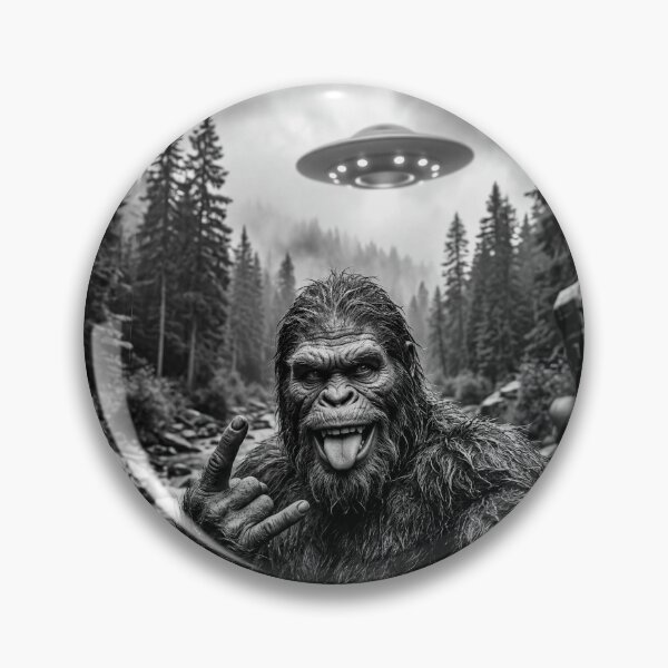 Item preview, Funny Bigfoot Selfie with UFO, Sasquatch Alien Encounter Meme designed and sold by NovaNookStudio.