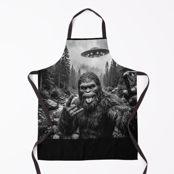 Item preview, Funny Bigfoot Selfie with UFO, Sasquatch Alien Encounter Meme designed and sold by NovaNookStudio.