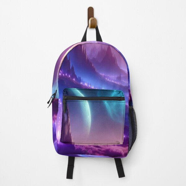 Item preview, Vibrant Cosmic Fantasy Landscape with Glowing Mountain Light designed and sold by FotoworldEdel.