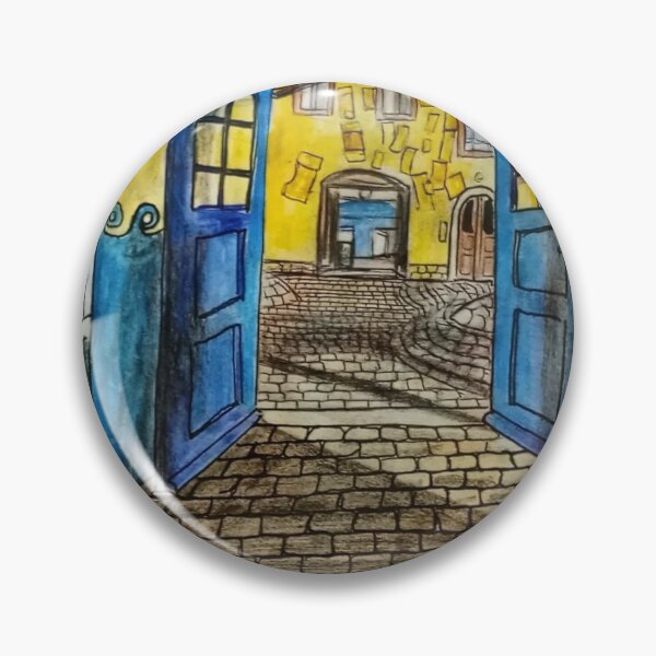 Item preview, Dresden Neustadt Kunsthofpassage 01099 Gold Blue Illustration – Urban Sketch Poster designed and sold by UMA Urban Sketch.
