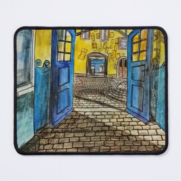 Item preview, Dresden Neustadt Kunsthofpassage 01099 Gold Blue Illustration – Urban Sketch Poster designed and sold by UMA Urban Sketch.