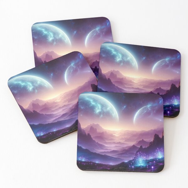 Item preview, Surreal Cosmic Landscape with Twin Moons and Glowing Fantasy Light designed and sold by FotoworldEdel.