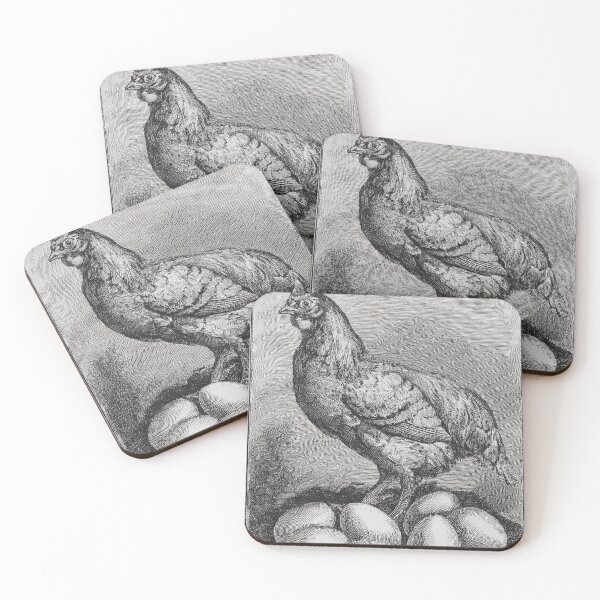 Item preview, Vintage Chicken With Eggs Engraving Farm Nature Illustration designed and sold by VISO-art.