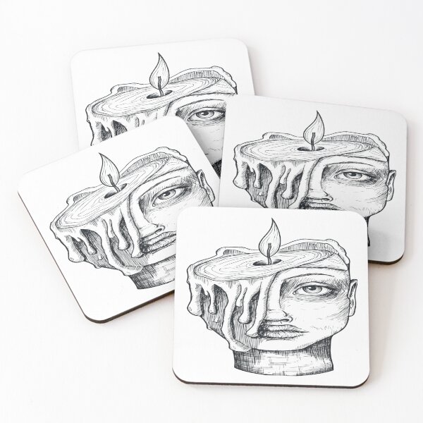 Item preview, Surreal Melting Candle Head Art – Gothic Pen and Ink Drawing designed and sold by SillyWorldCo.