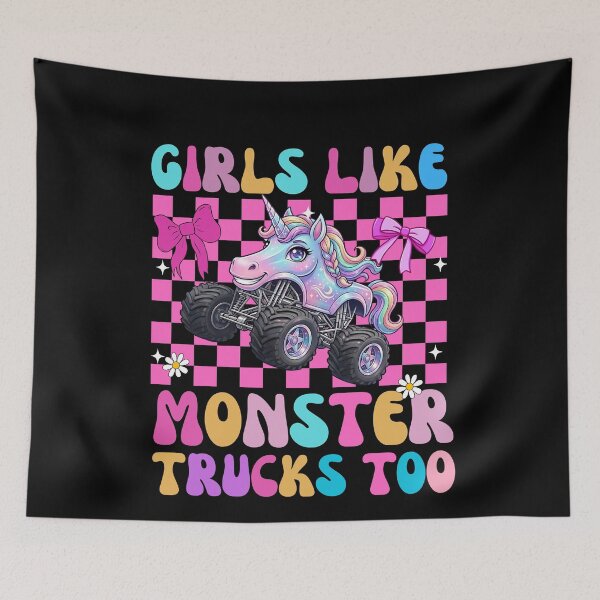 Item preview, Girls Like Monster Trucks Too Unicorn.Girls Like Monster Trucks Too Unicorn.Pink Trucks Unicorn designed and sold by BornBorn.
