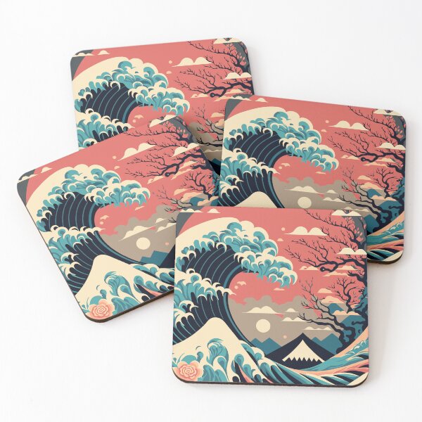 Item preview, Japanese Wave Cherry Blossom Fuji Art designed and sold by Sunday Giggles.