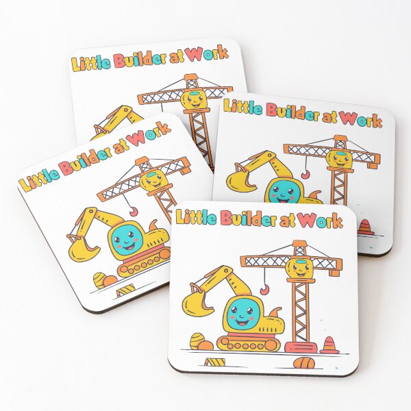 Item preview, Small construction worker at work - excavator and crane designed and sold by FehlingMedia.