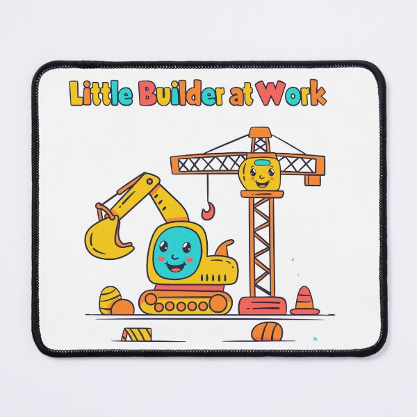 Item preview, Small construction worker at work - excavator and crane designed and sold by FehlingMedia.