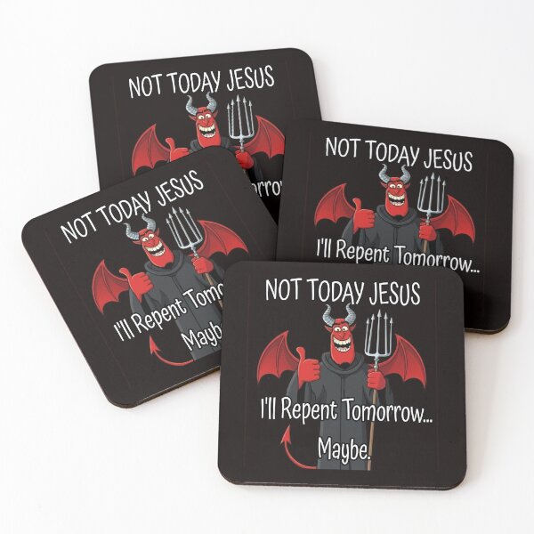 Item preview, Not Today Jesus - Funny Procrastinating Devil Cartoon designed and sold by A-T-H.