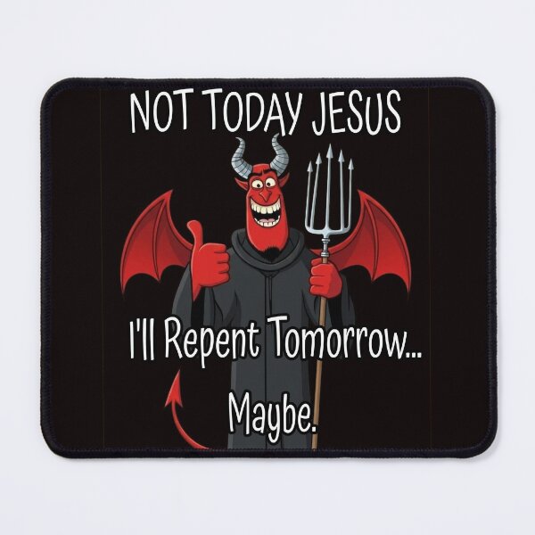 Item preview, Not Today Jesus - Funny Procrastinating Devil Cartoon designed and sold by A-T-H.