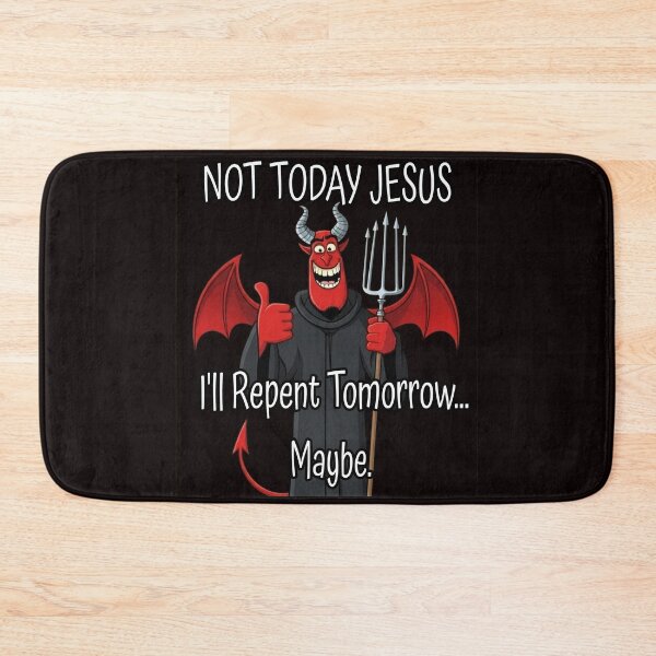 Item preview, Not Today Jesus - Funny Procrastinating Devil Cartoon designed and sold by A-T-H.