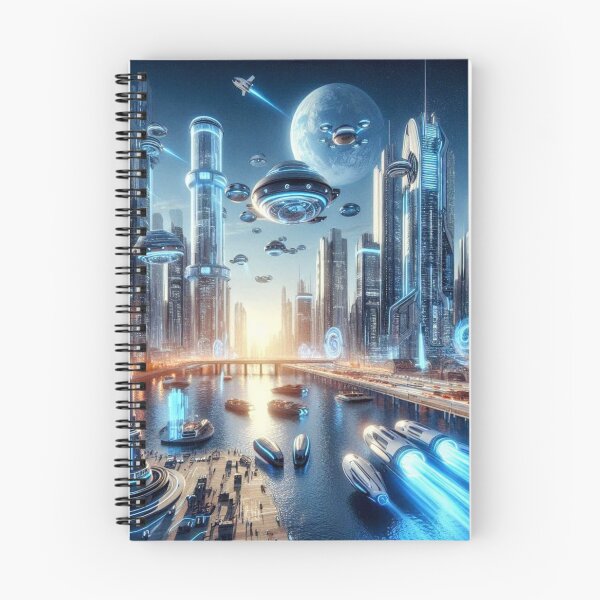 Item preview, Futuristic Neon Cityscape with Flying Vehicles and Cosmic Light designed and sold by FotoworldEdel.
