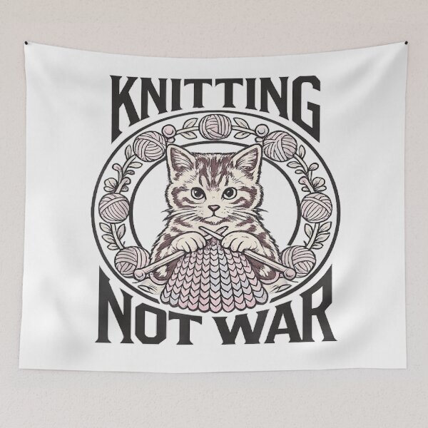 Item preview, Knitting Not War Cute Cat Yarn Peace Craft Lover Design designed and sold by KrystinaGiGi.