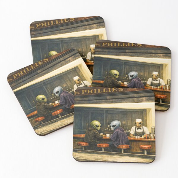 Item preview, Alien Twist on Edward Hoppers Nighthawks Painting designed and sold by Halifaxartguy.