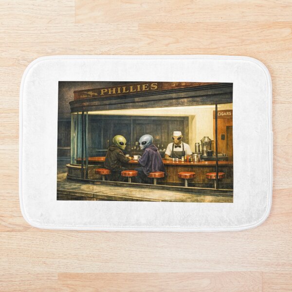 Aperçu de l'œuvre Une version extraterrestre du tableau Nighthawks d'Edward Hopper créée et vendue par Halifaxartguy.