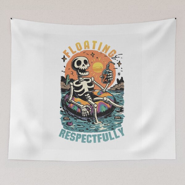 Item preview, Floating Respectfully Funny Skeleton Summer Float Beach Vibes Tropical Sunset designed and sold by Region.
