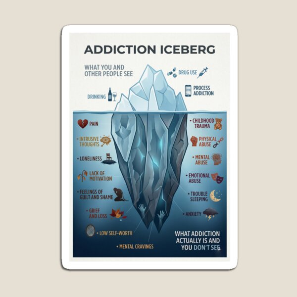 Item preview, Addiction Iceberg| Sobriety| Recovery|  Mental Health| Therapy Office Decor| Calm Down Corner designed and sold by VividRougeArt.