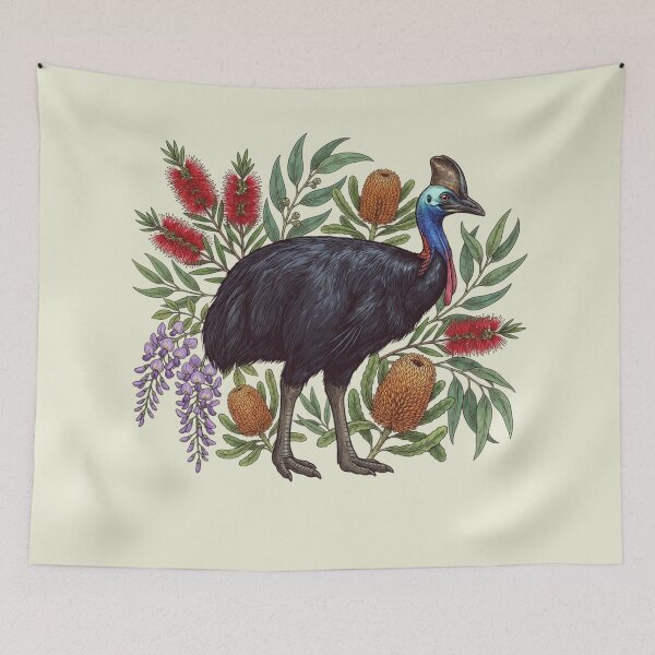 Item preview, Cassowary Among Vibrant Wildflowers and Botanicals designed and sold by BirdsnStuff.