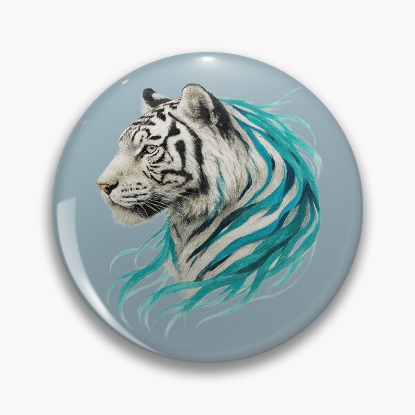 Item preview, White tiger with light blue lines, realistic designed and sold by the artedivino.