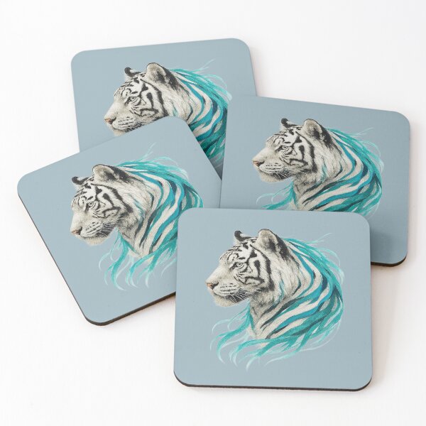Item preview, White tiger with light blue lines, realistic designed and sold by the artedivino.
