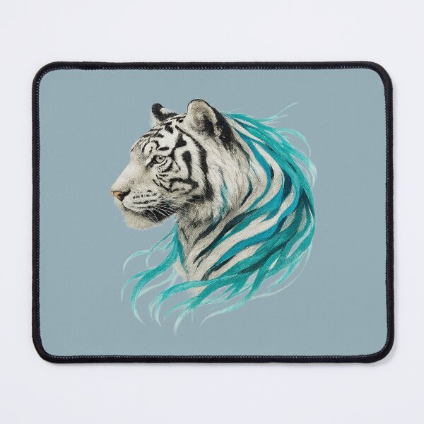 Item preview, White tiger with light blue lines, realistic designed and sold by the artedivino.