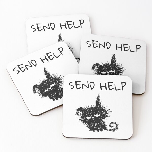 Item preview, Funny Black Cat – Send Help Mood | Monday Mood Cat Meme designed and sold by moodiecatshop.