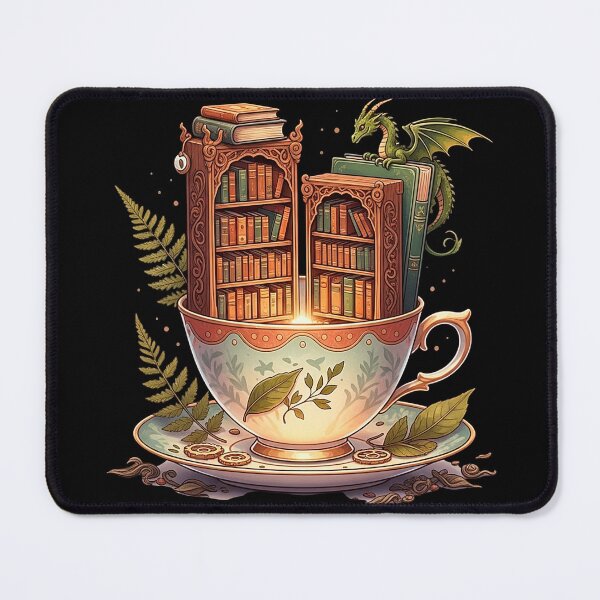 Item preview, Cottagecore Book Dragon Teacup Art for Book Lovers designed and sold by SholoStudio.