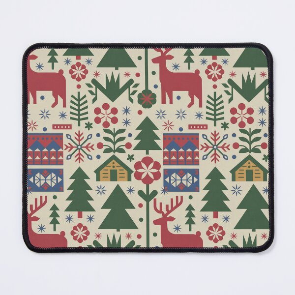 Item preview, Scandinavian Folk Art Christmas Seamless Pattern – Reindeer, Pine Trees & Cabins designed and sold by Midnight Veil Designs.