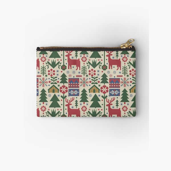 Item preview, Scandinavian Folk Art Christmas Seamless Pattern – Reindeer, Pine Trees & Cabins designed and sold by Midnight Veil Designs.