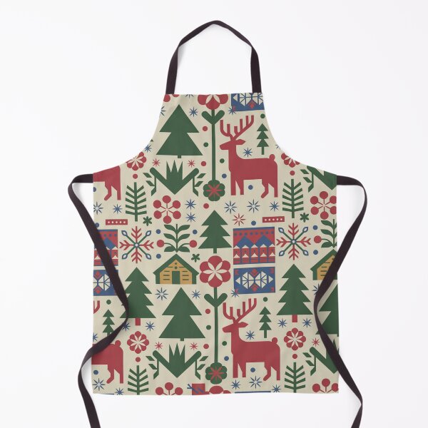 Item preview, Scandinavian Folk Art Christmas Seamless Pattern – Reindeer, Pine Trees & Cabins designed and sold by Midnight Veil Designs.