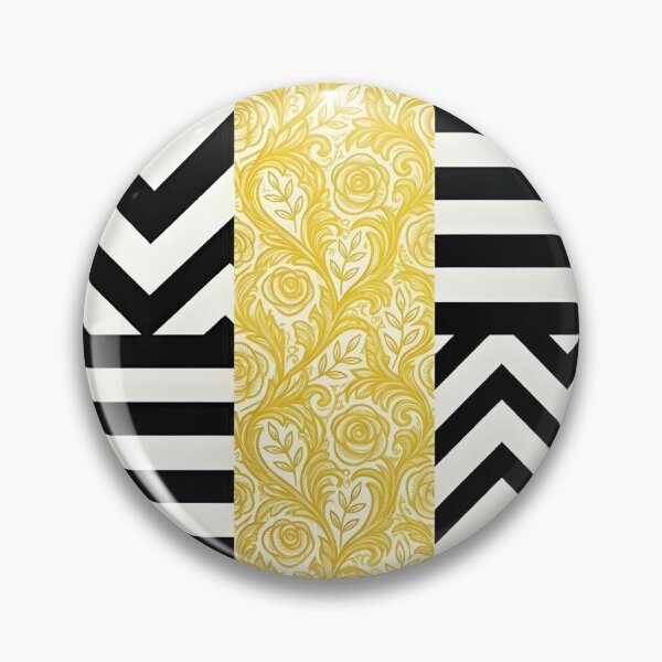 Item preview, Modern Gold Floral Filigree with Black and White Geometric Stripes designed and sold by SpoonLogiq.