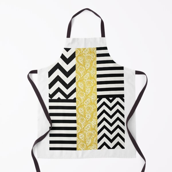 Item preview, Modern Gold Floral Filigree with Black and White Geometric Stripes designed and sold by SpoonLogiq.
