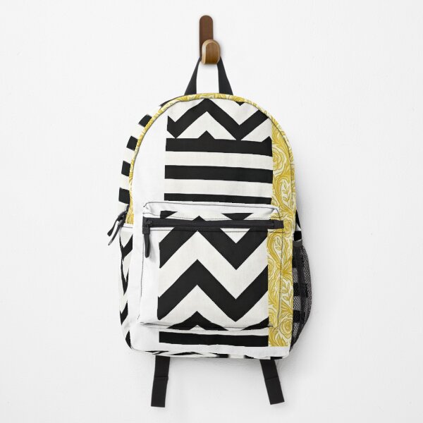 Item preview, Modern Gold Floral Filigree with Black and White Geometric Stripes designed and sold by SpoonLogiq.