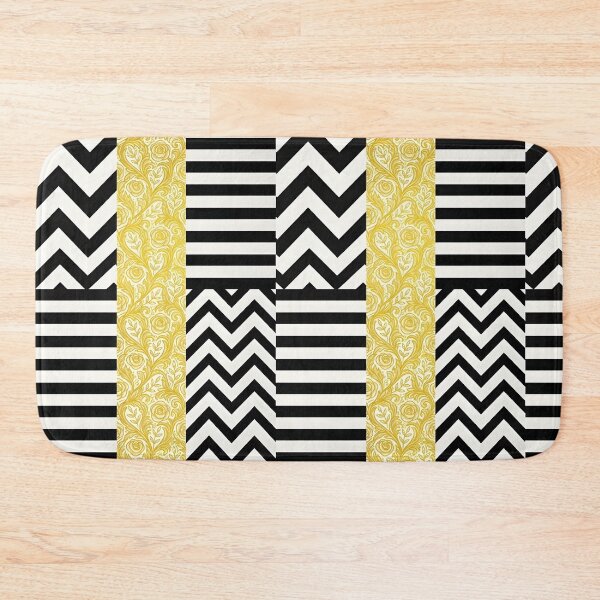 Item preview, Modern Gold Floral Filigree with Black and White Geometric Stripes designed and sold by SpoonLogiq.