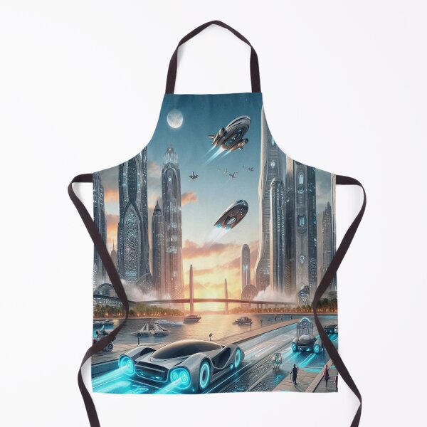 Item preview, Futuristic Neon City with Hovercrafts, Lights and High‑Tech Skyline designed and sold by FotoworldEdel.
