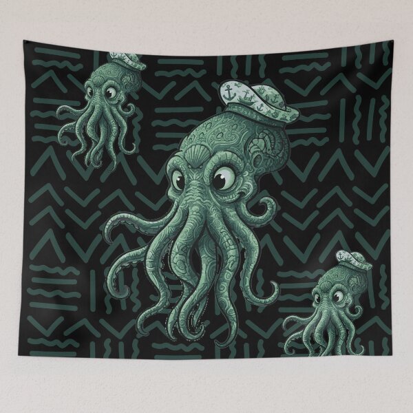 Item preview, Cthulhu with mystical motifs - Bogolan Mandala style designed and sold by Wolagno.