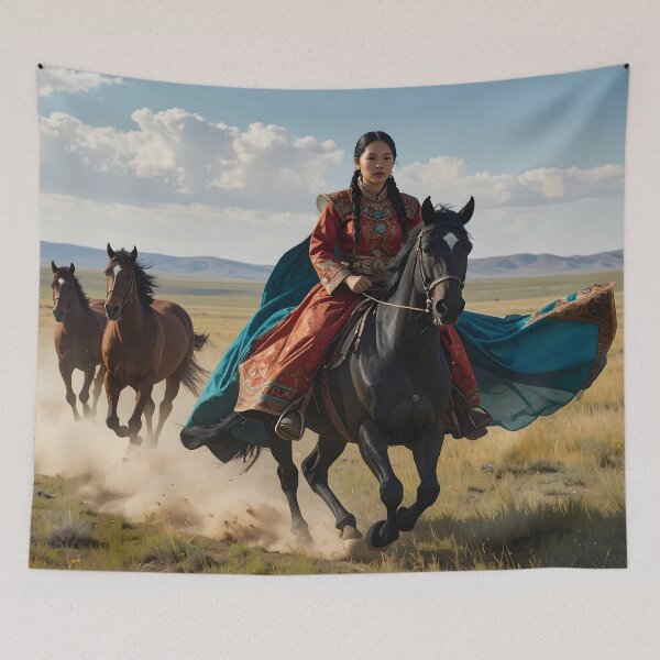 Item preview, Asian Warrior Horse Riding — Heroic Freedom Spirit designed and sold by Schoenenwald - Illustrations Uniques et Originales.