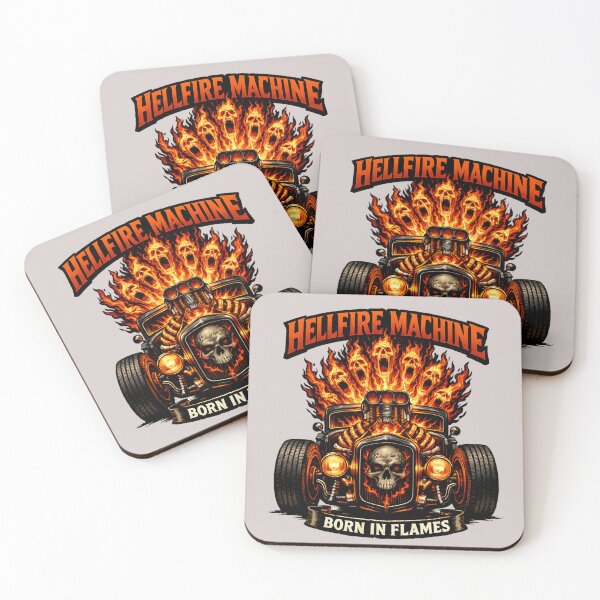 Item preview, Hellfire Machine Flaming Hot Rod Skull Design designed and sold by Retro Arabica.