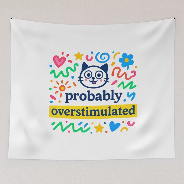 Item preview, Hold On Partner I’m Overstimulated Meme Humor designed and sold by SkeletonsDanger.