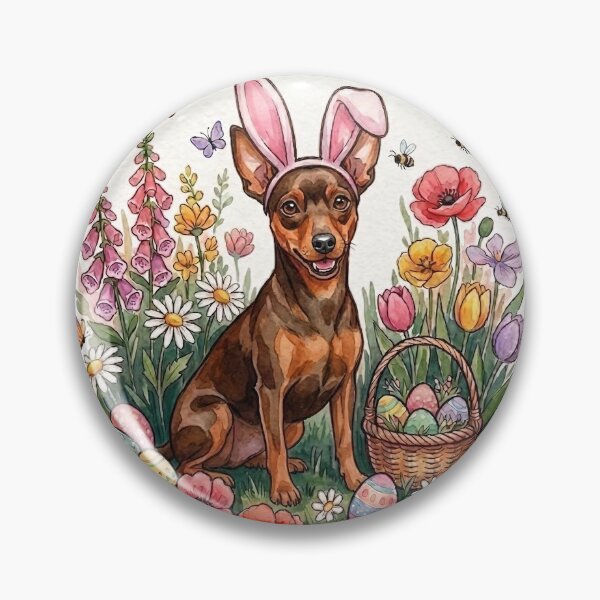 Item preview, Divertido Pinscher miniatura Feliz Pascua Huevo Conejo Mamá Papá Niños designed and sold by FurryHavenPH.