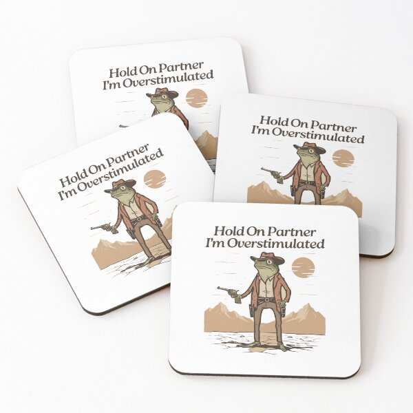 Item preview, Hold On Partner I’m Overstimulated Cute Cowboy Meme designed and sold by SkeletonsDanger.