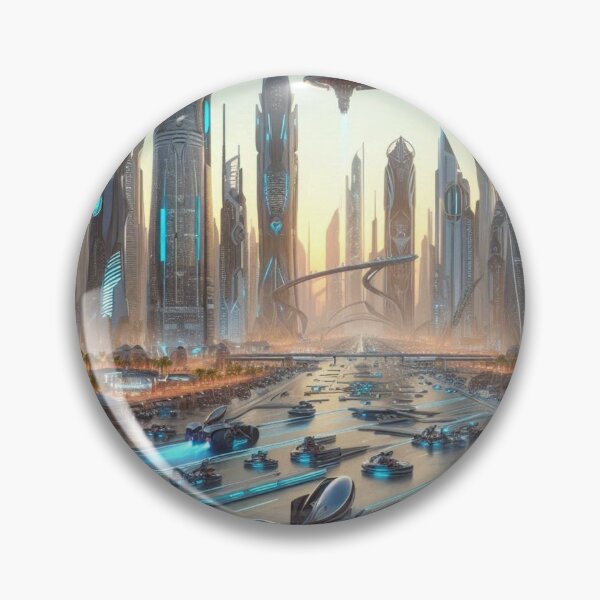 Item preview, Futuristic Neon City with Hovercars, Flying Crafts and High‑Tech Architecture designed and sold by FotoworldEdel.
