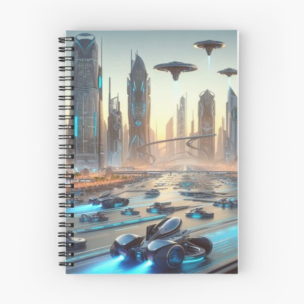 Item preview, Futuristic Neon City with Hovercars, Flying Crafts and High‑Tech Architecture designed and sold by FotoworldEdel.