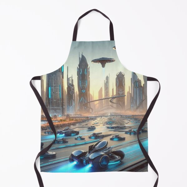 Item preview, Futuristic Neon City with Hovercars, Flying Crafts and High‑Tech Architecture designed and sold by FotoworldEdel.