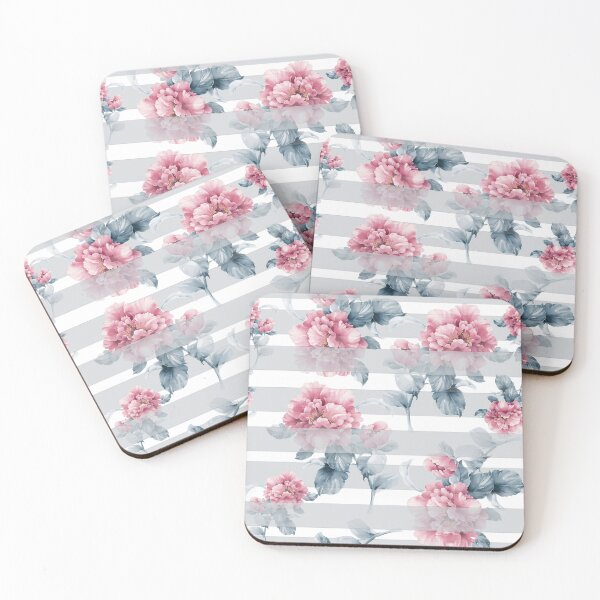 Item preview, Vintage Pink Peony Floral Striped Pattern designed and sold by DreamyLayer.
